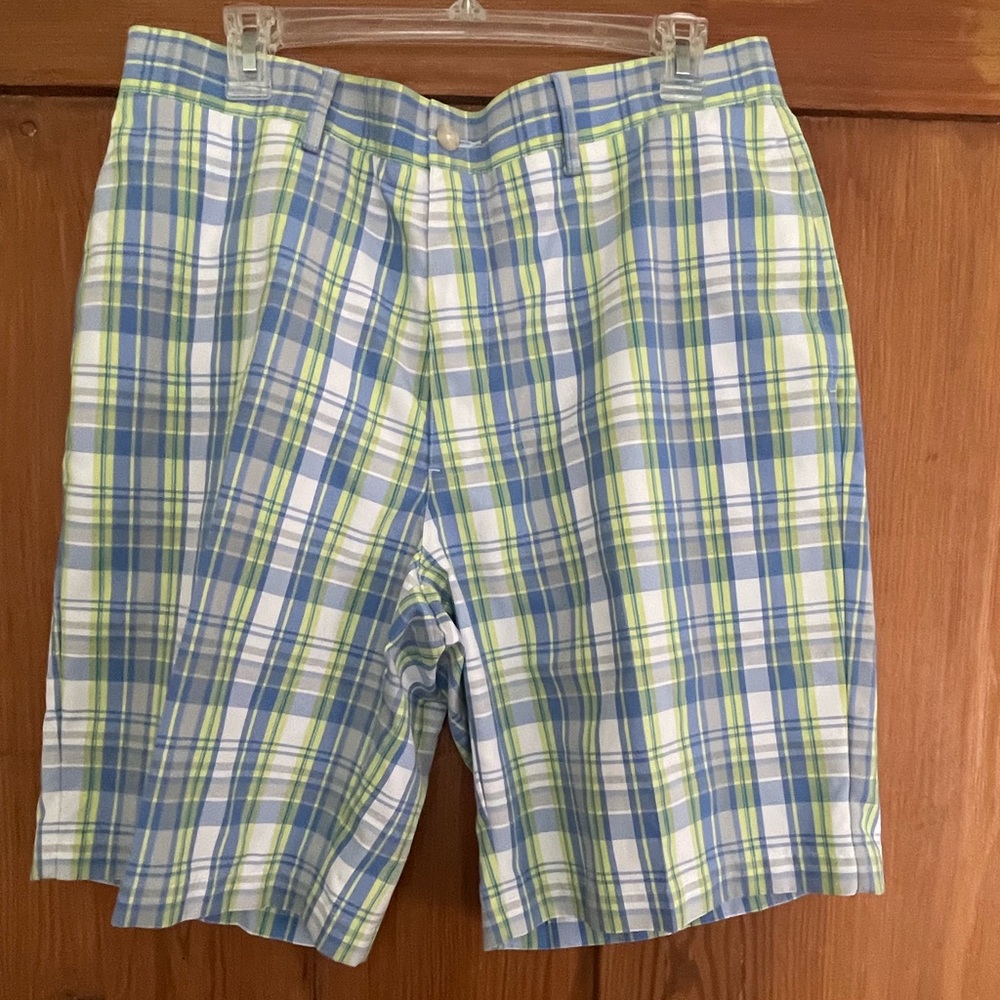 Pro Tour Men’s Blue Yellow White Plaid Golf Shorts 34